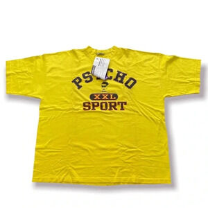 Vintage 90s Psycho Wear Men's Graphic T Shirt Sz XXL Yellow NWT Very Rare